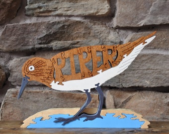 Beautiful Piper Shorebird Bird Puzzle Wooden Toy Hand  Cut Art  Figurine