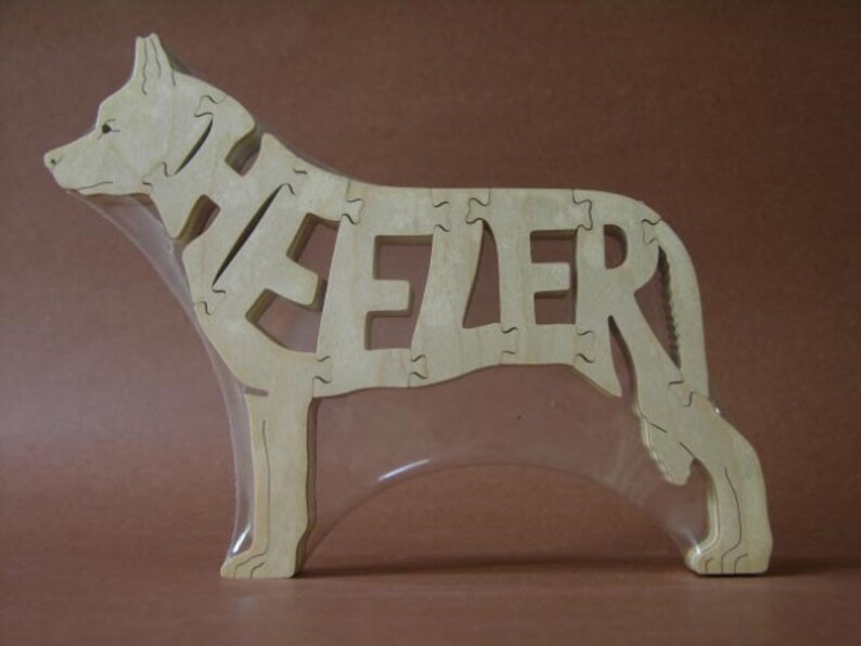 Heeler Cattle Herding Dog Puzzle Wooden Toy Hand Cut Figurine Etsy
