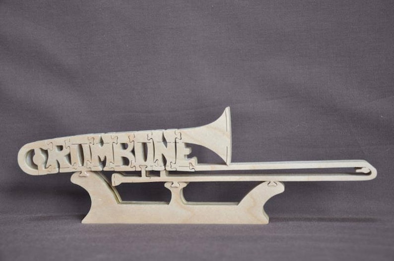 Trombone Band Instrument Puzzle Wooden Toy Hand Cut With Etsy