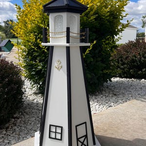 Large 39&quot;  Light House Black and White  Lighthouse Poly Vinyl Yard Garden Decoration Outdoor Landscape