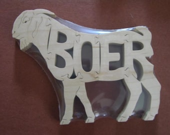 Venta de cabra Boer, animal de granja, juguete de madera, rompecabezas, figura cortada a mano, arte de granja