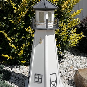 Large 39&quot;  Light House Gray and White  Lighthouse Poly Vinyl Yard Garden Decoration Outdoor Landscape