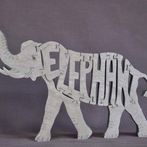 Elephant Animal  Puzzle Wooden Toy Hand Cut with Scroll Saw African Art Figurine