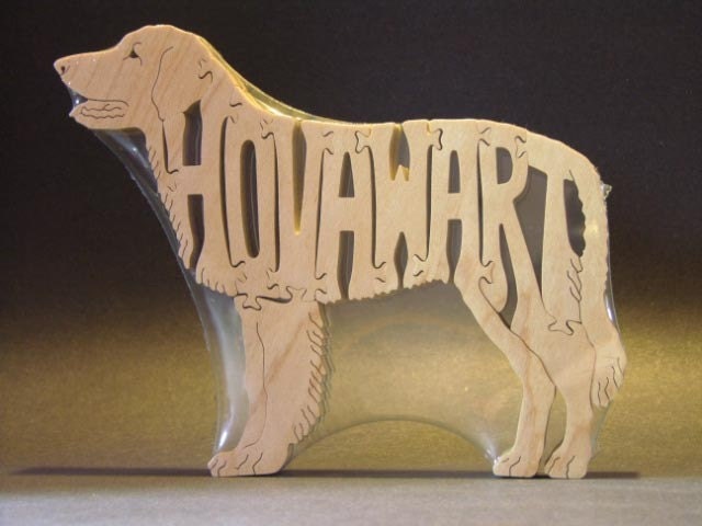 Hovawart Wooden Dog Toy Puzzle Hand Cut with Scroll Saw Art Figurine