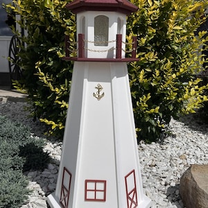 Large 39&quot;  Light House Red and White  Lighthouse Poly Vinyl Yard Garden Decoration Outdoor Landscape