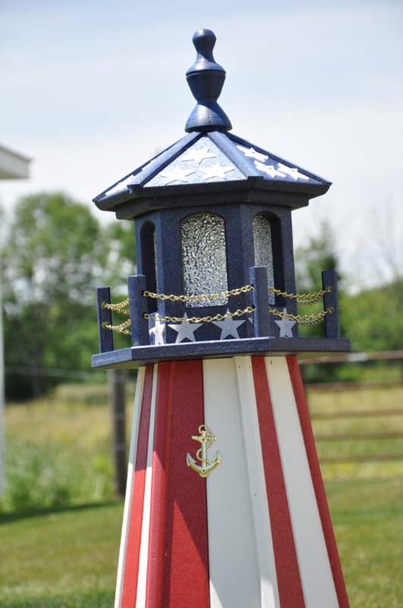Large Red White Blue 39 Patriotic Light Lighthouse Poly Vinyl Yard