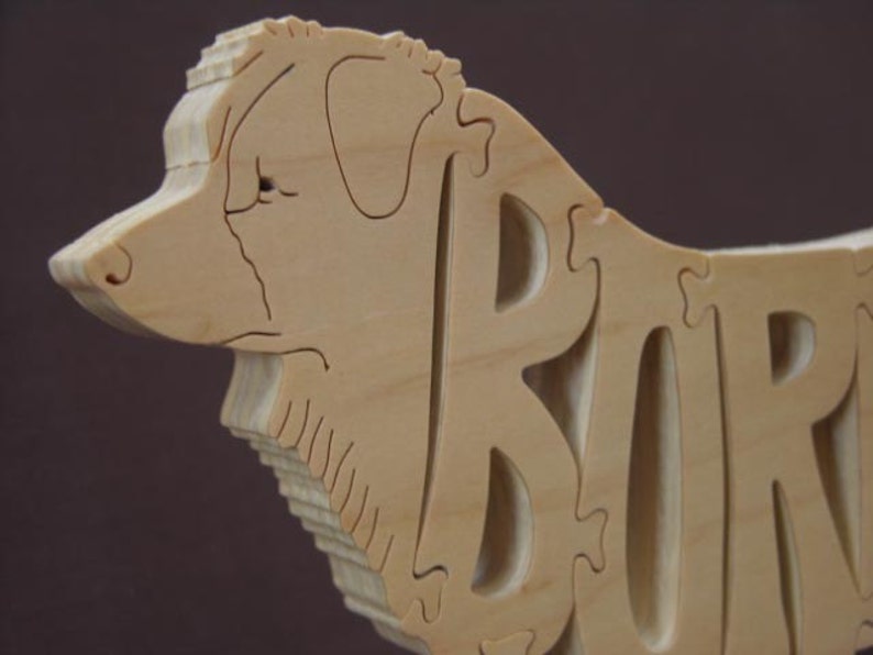 Border Collie Dog Puzzle Wooden Toy Hand Cut with Scroll Saw Figurine Art image 4
