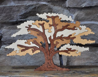 Beautiful Natural Shade Tree 3D  Puzzle Color Choice Toy  Hand Cut Art