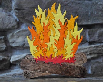 Campfire FUN Hand Cut Wooden Camping Fire  Puzzle Toy Made in USA