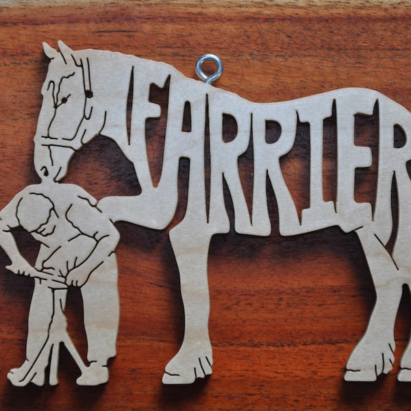 Farrier Blacksmith  Pony  Horse Ornament Hand Cut wooden Christmas Ornaments Gift