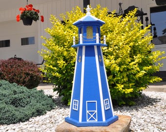 Blue 39" Light House Lighthouse Poly Vinyl Yard Garden Decoration Outdoor Landscape