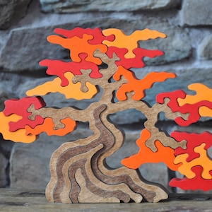 Beautiful Wooden Fall Shade Tree Challenge 3D  Puzzle Toy  Hand Cut Art