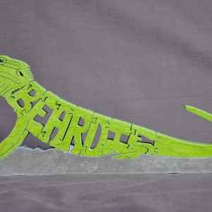 Bearded Dragon Beardie Lizard  Wood Puzzle Hand Cut Figurine Reptile Art