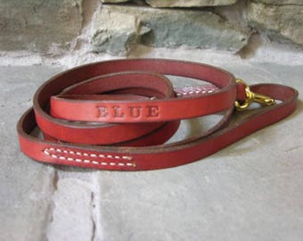 Quality Leather Leash 4 foot by 1/2 inch Custom Leather Dog Lead FREE Name Personalized Leash