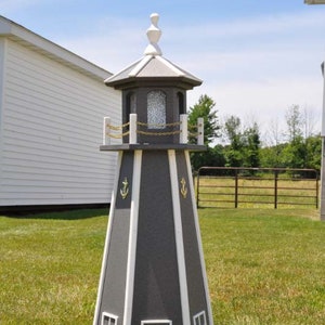 Large 39&quot; Dark  Gray  Light Lighthouse Poly Vinyl Yard Garden Decoration Outdoor Landscape