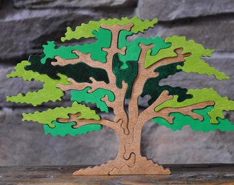 Beautiful Natural Shade Tree Summer Puzzle Color Choice Toy  Hand Cut