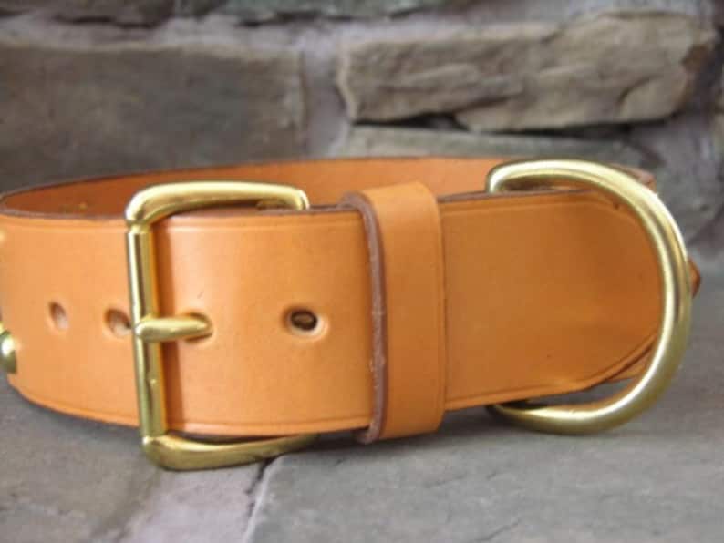 Custom Made Leather Dog Collar With Row Spots 2 Inches Wide Etsy