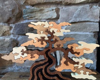 Rompecabezas de desafío de árbol natural hermoso de gran tamaño, juguete de elección de color, arte cortado a mano