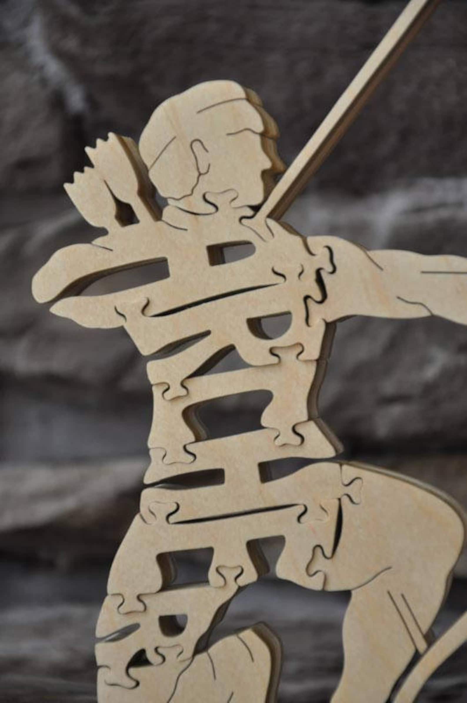 NEW Archer W/ Bow & Arrow Archery Puzzle Wooden Toy Hand Cut Etsy