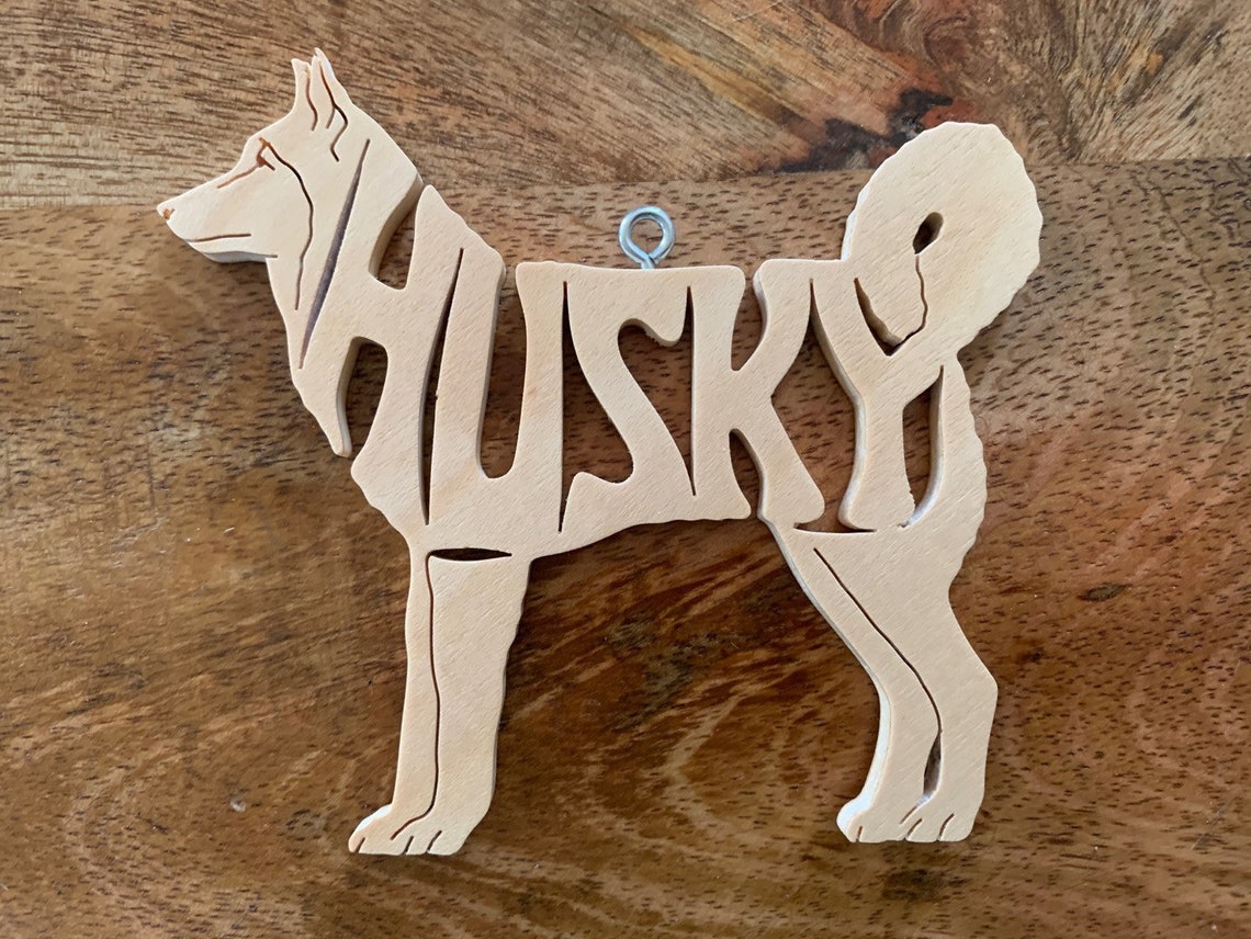 Siberian Husky Dog Ornament Wooden Hand Cut Christmas Tree Etsy