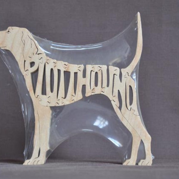 Plott hound Scent Hound Dog Puzzle Wooden Toy Hand Cut Figurine Art
