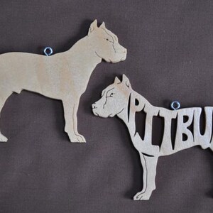 Pair of Pitbull Pit Bull Terrier Dog Wooden Decoration Ornament Wood Cut Out image 2