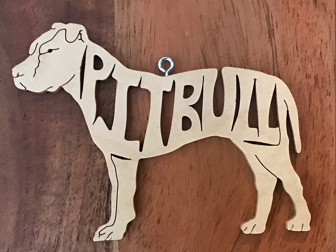 Pitbull Pit Bull Terrier Dog Wooden Decoration Ornament Wood Cut