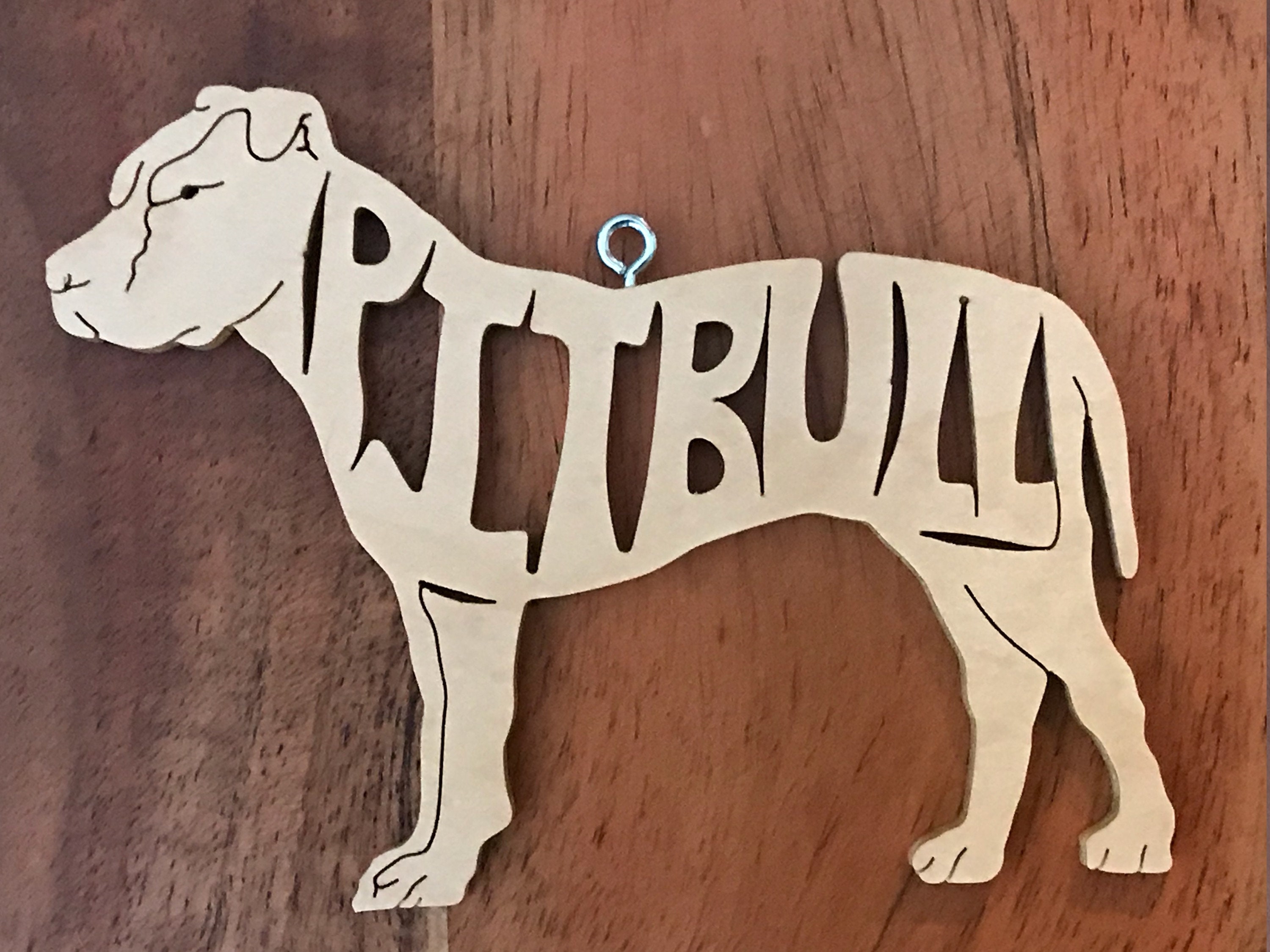 Pitbull Pit Bull Terrier Dog Wooden Decoration Ornament Wood Cut Out -   Norway