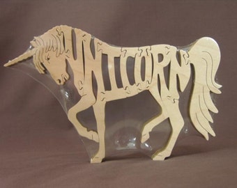 Unicorn Fantasy Horse Puzzle Wooden Toy Hand Cut Figurine Art