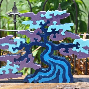 Beautiful Blue Shade Tree Challenge  Puzzle  Toy  Hand Cut Art