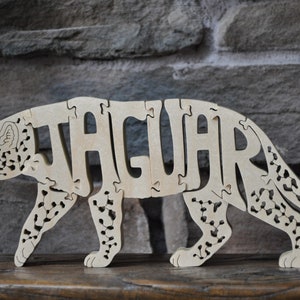 NEW DESIGN Jaguar Big Cat Wooden Puzzle Toy  Hand  Cut  Figurine