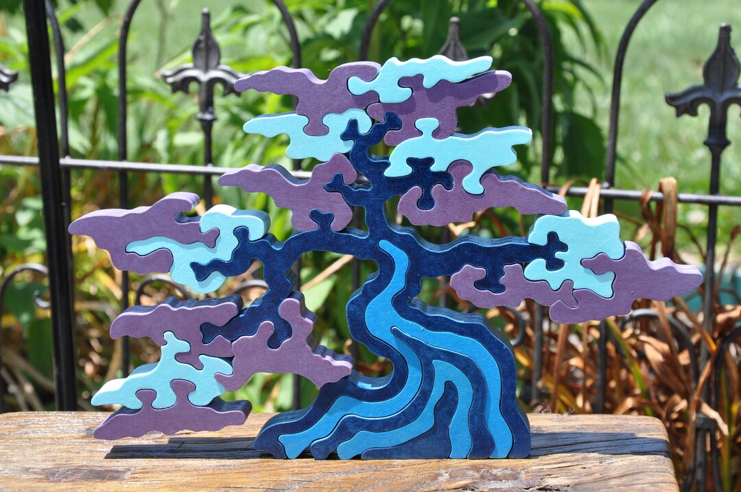 Large Size Beautiful Blue Tree Challenge Puzzle Color Choice Toy Hand ...