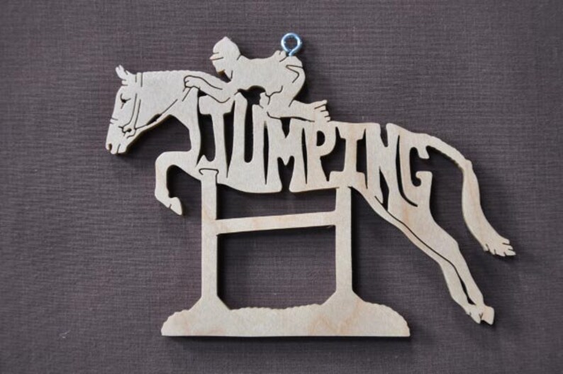 English Rider Hunter Jumper Jumping Horse Ornament Hand Cut wooden Christmas Ornaments image 1