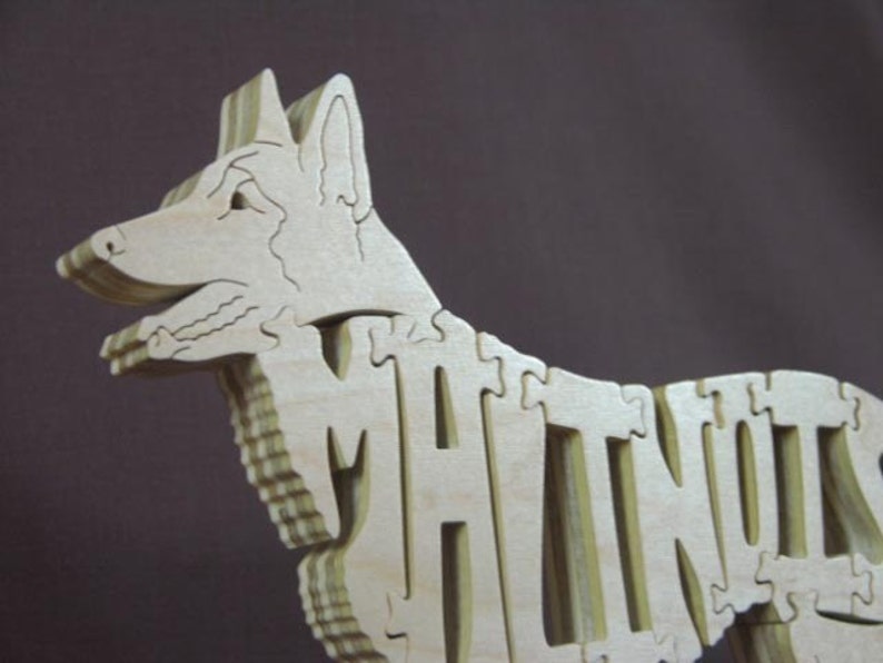 Belgian Malinois Dog Puzzle Wooden Toy Hand Made Figurine Art image 3