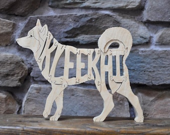 Juguete para perros Alaskan Klee Kai, rompecabezas a elegir, cortado a mano con sierra de calar
