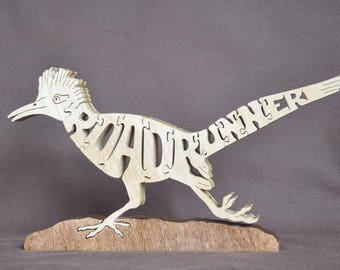 Roadrunner Bird Wooden Puzzle Toy  Hand  Cut  with Scroll Saw Figurine Art