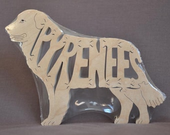 Great Pyrenees Mountain Dog Puzzle Wooden Toy Hand Cut Figurine Art