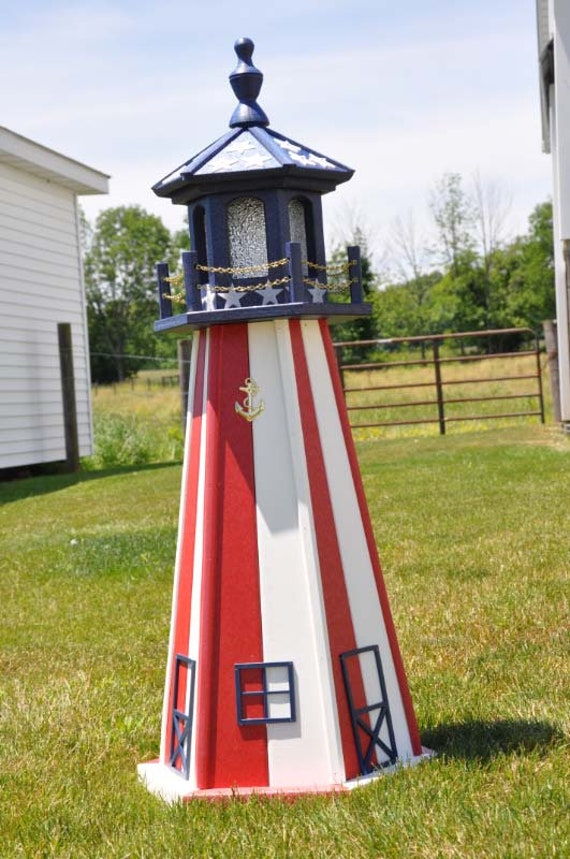 Large Red White Blue 39 Patriotic Light Lighthouse Poly Vinyl Yard