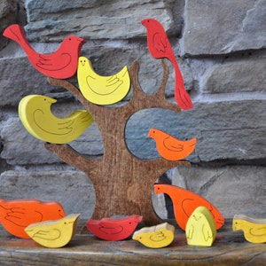 Beautiful Natural Birds with Fall Tree Puzzle Color Choice Toy  Hand Cut Figurine  Art