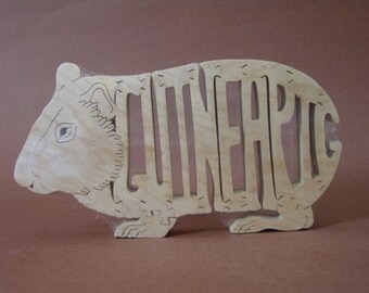 Guinea Pig Rodent Puzzle Wooden Toy Hand  Cut with Scroll Saw Figurine