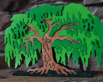 Extra Large Size Beautiful Green Willow Tree Puzzle Wood Toy Hand Cut Art NEW