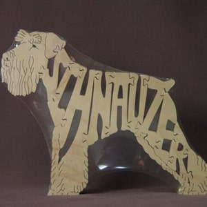 Miniature Schnauzer Dog Puzzle Wooden Toy Hand Cut with Scroll Saw Figurine Art