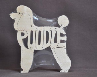 Choice of Toy Poodle Miniature or Standard Dog Puzzle Wooden Toy Hand Cut with Scroll Saw