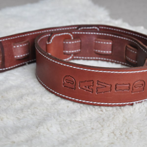 Leather Guitar Strap With Name Etsy