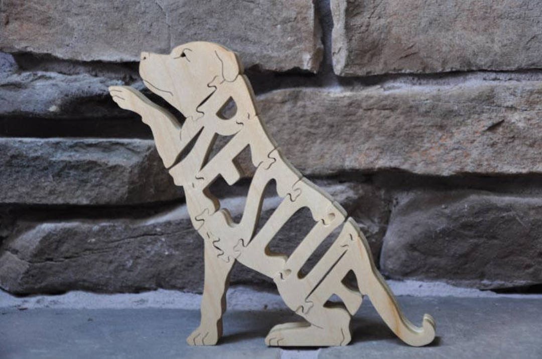 Dog Rescue Figure NEW Rescue Shelter Dog Puzzle Wooden Toy Hand Cut With Scroll Saw ...