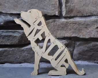 NEW Rescue Shelter Dog Puzzle Wooden Toy Hand Cut with Scroll Saw Pitbull