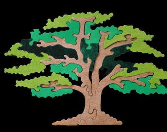 Extra Large Size Beautiful Green Shade Tree Puzzle Toy  Hand Cut Art NEW