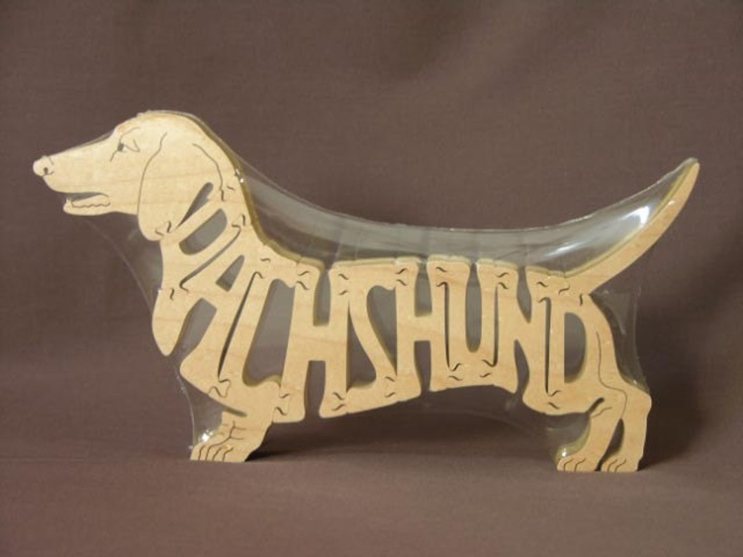 Dachshund Dog Puzzle Wooden Toy Hand Cut With Scroll Saw Figurine Art ...