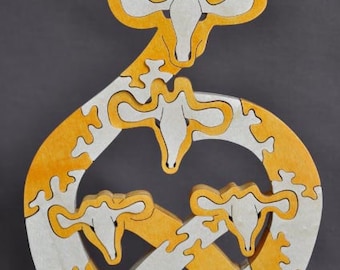 Giraffe Family African Shona Animal Puzzle Wooden Toy Hand  Cut with Scroll Saw