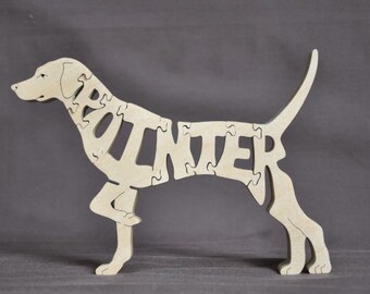 SALE English Pointer Dog Puzzle Wooden Toy Hand Cut with Scroll Saw